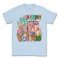 Dusty Blue peeps season mode on Classic Tee - MaliasSmallBusiness