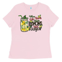 Bubblegum Pink when life gives you lemons add sugar Ladies Tee - SublimationCraftShop