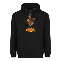 Black Scarecrow with Pumpkin Heavyweight Hoodie - texasbilliewilder