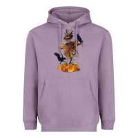 Lavender Scarecrow with Pumpkin Heavyweight Hoodie - texasbilliewilder