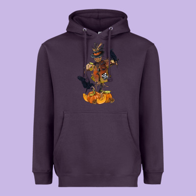 Scarecrow With Pumpkin Heavyweight Hoodie Designed By Texasbilliewilder