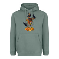 Sage Scarecrow with Pumpkin Heavyweight Hoodie - texasbilliewilder