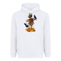 White Scarecrow with Pumpkin Heavyweight Hoodie - texasbilliewilder