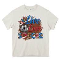 Cream live love soccer Heavy Core Tee - HRA Design Shop