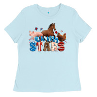 Baby Blue Horse pig chicken with oh my stars Ladies Tee - Neo Western