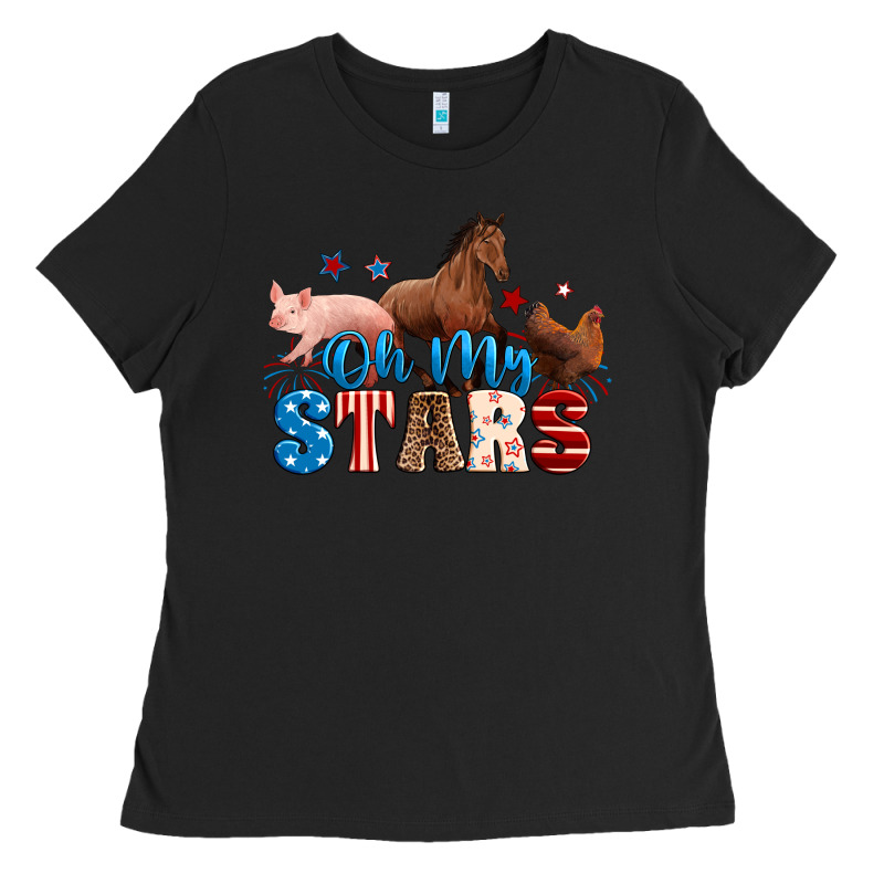 Horse Pig Chicken With Oh My Stars Ladies Tee by Neo Western | Teevron