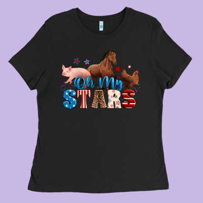 Horse Pig Chicken With Oh My Stars Ladies Tee Designed By Neo Western