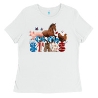 White Horse pig chicken with oh my stars Ladies Tee - Neo Western
