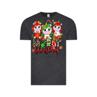 Vintage Black Merry Christmas unicorns Vintage Tee - NancyCooperArtShop