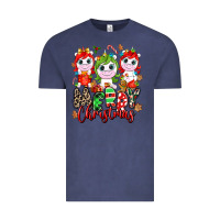 Vintage Denim Merry Christmas unicorns Vintage Tee - NancyCooperArtShop