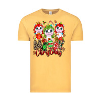 Vintage Mustard Merry Christmas unicorns Vintage Tee - NancyCooperArtShop