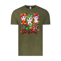 Vintage Olive Merry Christmas unicorns Vintage Tee - NancyCooperArtShop