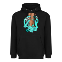 Black Ovarian Cancer diva teal ribbon Heavyweight Hoodie - NancyCooperArtShop