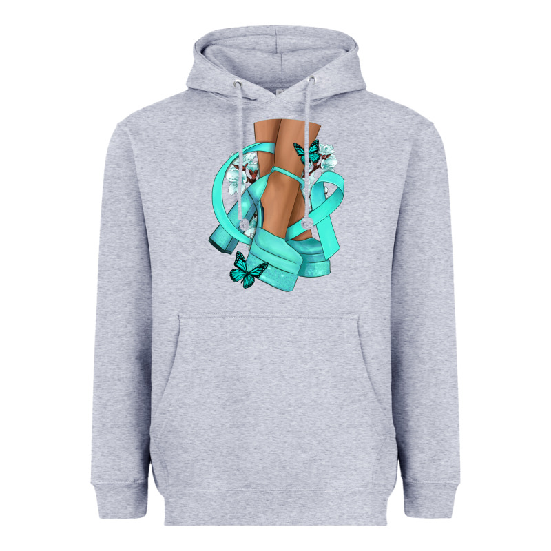 Ovarian Cancer Diva Teal Ribbon Heavyweight Hoodie by NancyCooperArtShop | Teevron