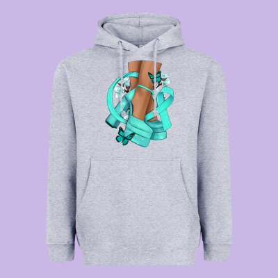 Ovarian Cancer Diva Teal Ribbon Heavyweight Hoodie Designed By Nancycooperartshop
