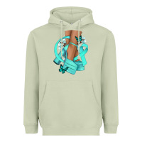 Matcha Ovarian Cancer diva teal ribbon Heavyweight Hoodie - NancyCooperArtShop
