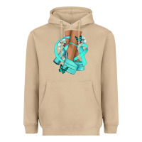 Mushroom Ovarian Cancer diva teal ribbon Heavyweight Hoodie - NancyCooperArtShop