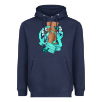Navy Ovarian Cancer diva teal ribbon Heavyweight Hoodie - NancyCooperArtShop
