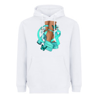 White Ovarian Cancer diva teal ribbon Heavyweight Hoodie - NancyCooperArtShop