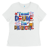White I'm not drunk I'm patriotic Ladies Tee - Neo Western