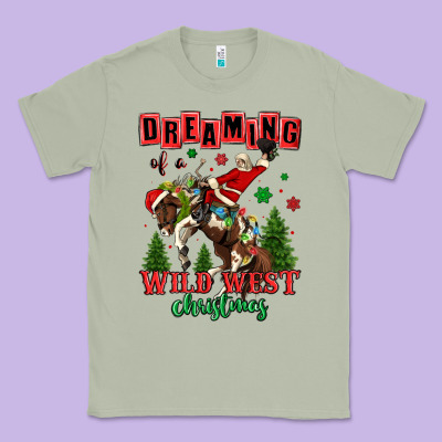 Dreaming Of A Wild West Christmas Cowboy Santa Classic Tee Designed By Maliassmallbusiness