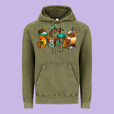 Rodeo Coffee Vintage Hoodie Designed By Jasminsmagicworld