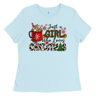 Baby Blue just a girl who loves christmas Ladies Tee - CowhideDigitalArt