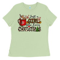 Matcha just a girl who loves christmas Ladies Tee - CowhideDigitalArt