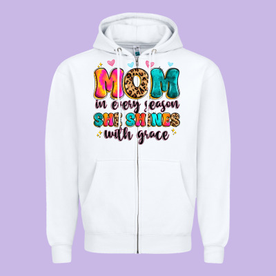 Mom In Every Season She Shines With Grace Zipper Hoodie Designed By Artiststas