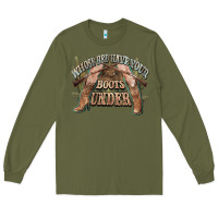 Army Green whose bed have your boots under cowboy western Long Sleeve Tee - NancyCooperArtShop