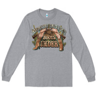 Heather Grey whose bed have your boots under cowboy western Long Sleeve Tee - NancyCooperArtShop