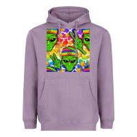 Lavender Pride LGBTQ+ aliens and stars with rainbow Heavyweight Hoodie - NancyCooperArtShop