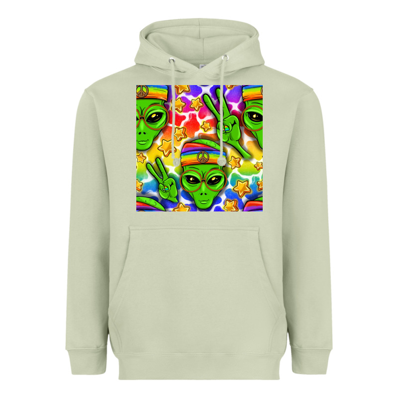 Pride Lgbtq+ Aliens And Stars With Rainbow Heavyweight Hoodie by NancyCooperArtShop | Teevron