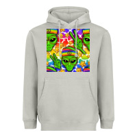 Moon Dust Pride LGBTQ+ aliens and stars with rainbow Heavyweight Hoodie - NancyCooperArtShop