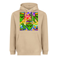 Mushroom Pride LGBTQ+ aliens and stars with rainbow Heavyweight Hoodie - NancyCooperArtShop