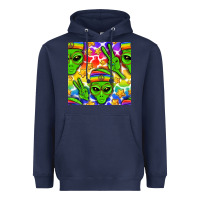Navy Pride LGBTQ+ aliens and stars with rainbow Heavyweight Hoodie - NancyCooperArtShop