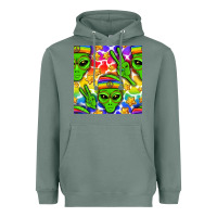 Sage Pride LGBTQ+ aliens and stars with rainbow Heavyweight Hoodie - NancyCooperArtShop