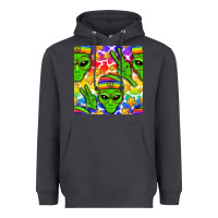 Smoke Pride LGBTQ+ aliens and stars with rainbow Heavyweight Hoodie - NancyCooperArtShop
