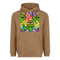 Toasted Coconut Pride LGBTQ+ aliens and stars with rainbow Heavyweight Hoodie - NancyCooperArtShop