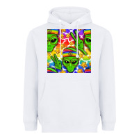 White Pride LGBTQ+ aliens and stars with rainbow Heavyweight Hoodie - NancyCooperArtShop