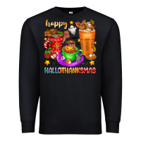 Black Happy Hallothanksmas coffee cups Premium Sweatshirt - texasbilliewilder