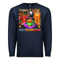 Navy Happy Hallothanksmas coffee cups Premium Sweatshirt - texasbilliewilder