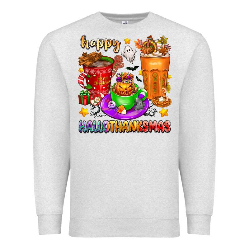 Happy Hallothanksmas Coffee Cups Premium Sweatshirt by texasbilliewilder | Teevron