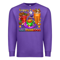 Purple Happy Hallothanksmas coffee cups Premium Sweatshirt - texasbilliewilder