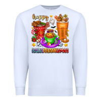 White Happy Hallothanksmas coffee cups Premium Sweatshirt - texasbilliewilder