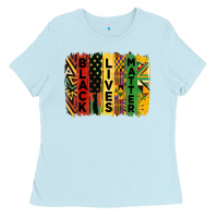 Baby Blue junetheenth black livesmatter brush stroke Ladies Tee - HRA Design Shop