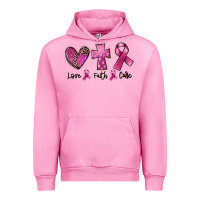 Fuchsia Pink Love Faith cure Breast Cancer Urban Hoodie - FaDigitalArtStudio