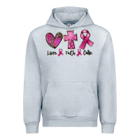 Heather Grey Love Faith cure Breast Cancer Urban Hoodie - FaDigitalArtStudio