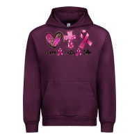 Mauve Wine Love Faith cure Breast Cancer Urban Hoodie - FaDigitalArtStudio