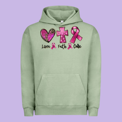 Love Faith Cure Breast Cancer Urban Hoodie Designed By Fadigitalartstudio